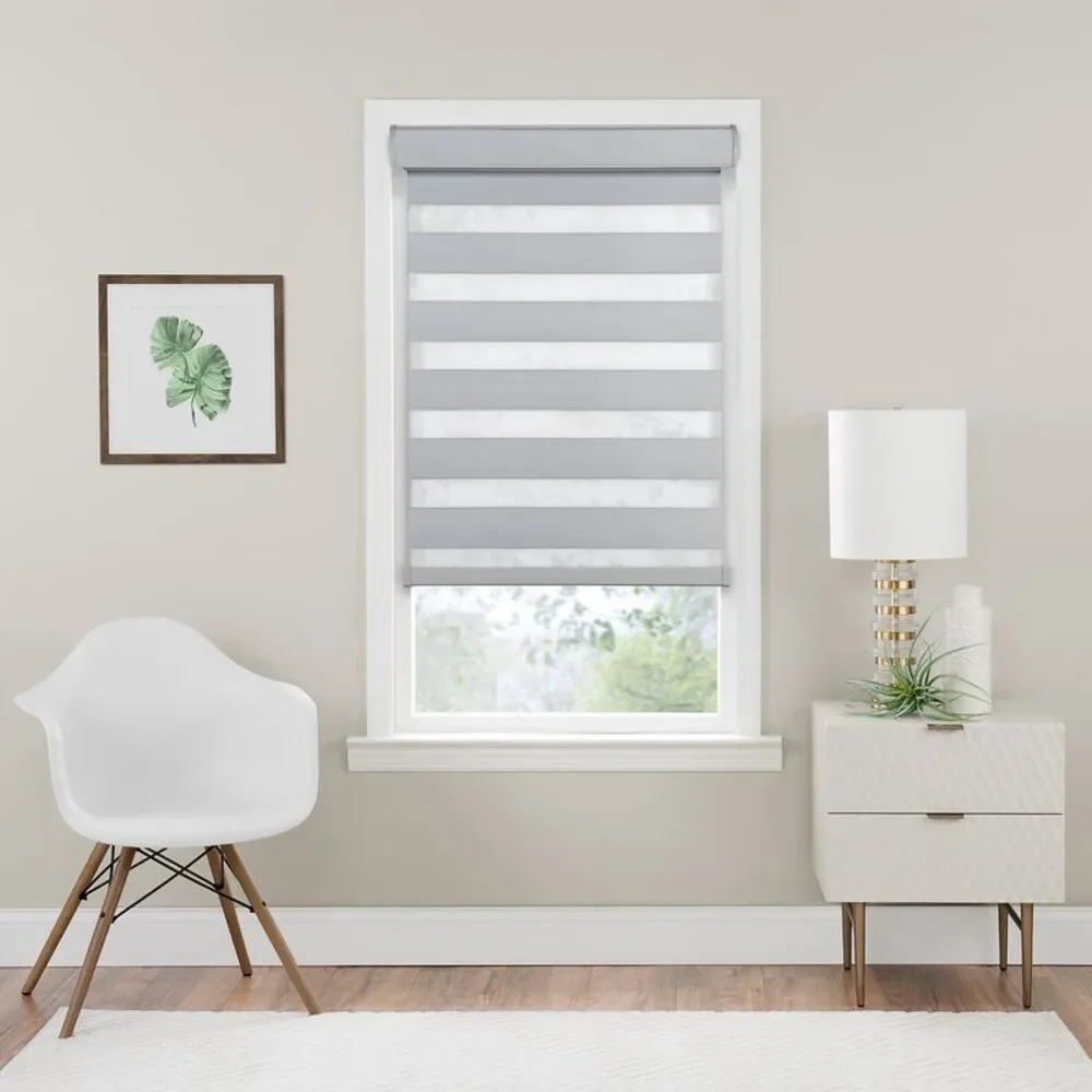 PowerSellerUSA Cordless Zebra Blinds Roller Shade, Celestial Sheer Double